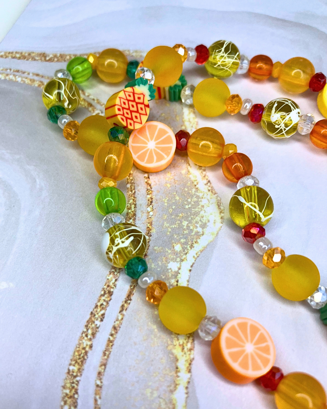 Collana Multifilo Avalaya Con Perle Di Vetro Arancione E Lunga Nappa – Lunghezza 66 Cm, Eleganza Bohemien